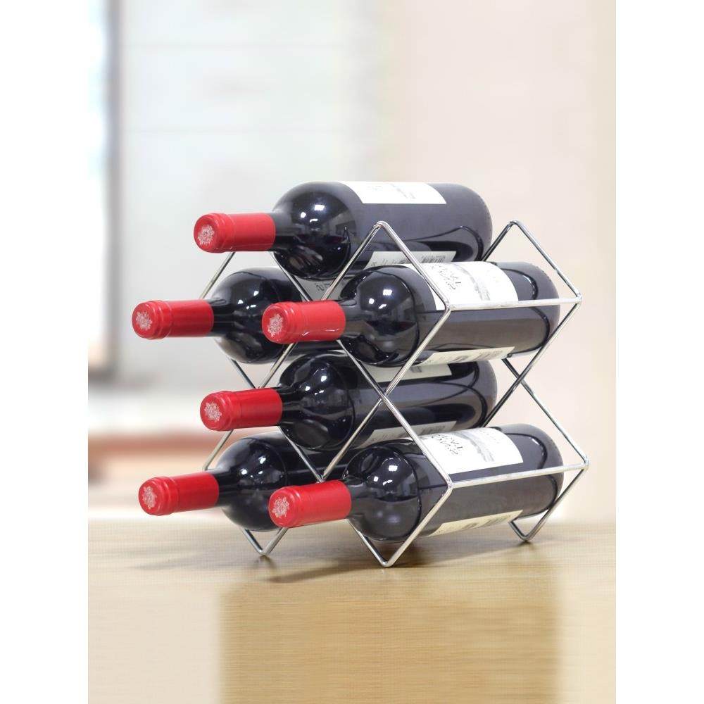 红酒架子葡萄酒展示托架菱形格子酒柜酒瓶摆件创意现代轻奢置物架