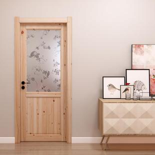 纯实木白坯素门卫生间玻璃移门推拉门室内卧室门原木门地中海风