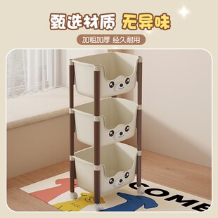 儿童书架玩具收纳架小推车零食多层绘本置物架家用可移动整理架子