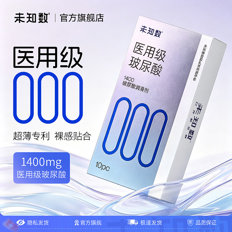 未知数000医用级玻尿酸避孕套超薄安全套男用001夫妻情趣官方正品