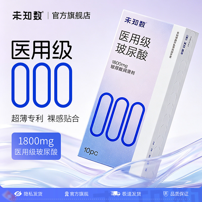 未知数000医用级玻尿酸避孕套超薄安全套男用001夫妻情趣官方正品