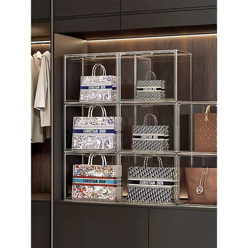 亚克力透明包包收纳盒奢侈品防尘展示置物架防潮箱