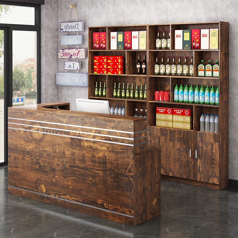 饭店转角收银柜台立式酒柜落地组合吧台柜商用店铺餐厅前台接待饭