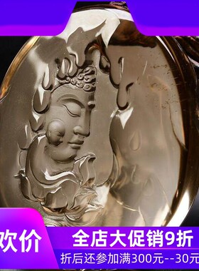 天然原矿巴西茶水晶黑水晶手工精雕刻悟道吊坠项链毛衣链全净体即