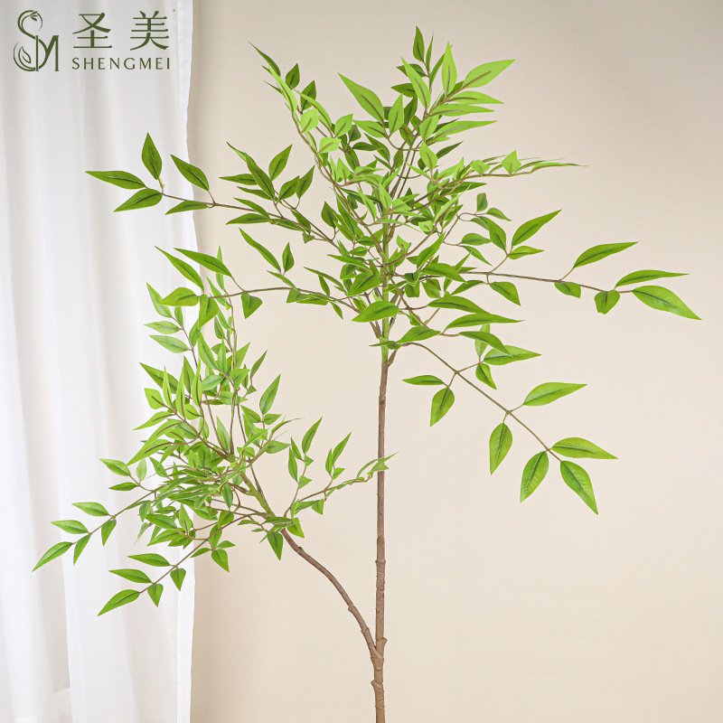 仿真南天竹2叉插枝新中式家居装饰摆件花艺工程橱窗展示仿真绿植