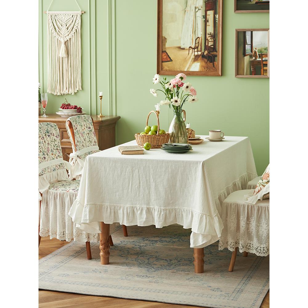 法式桌布法欧式覆古苎麻长方形家用ins纯色北欧高档正圆茶几布艺