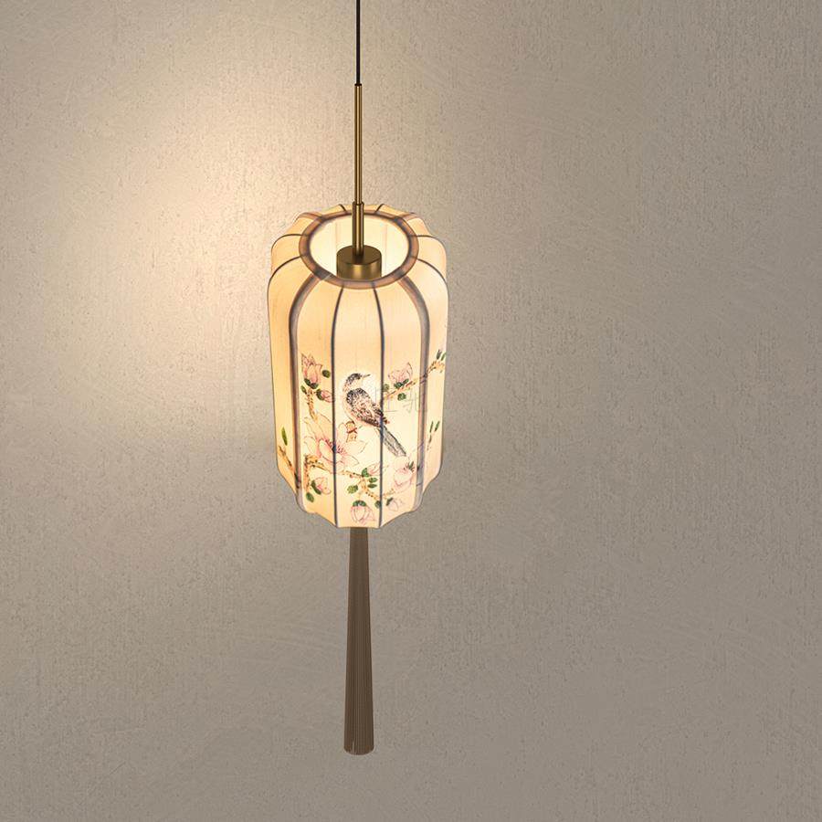 宋代美学新中式单吊手绘复古卧室床头灯中国风书房过道宫灯笼吊灯