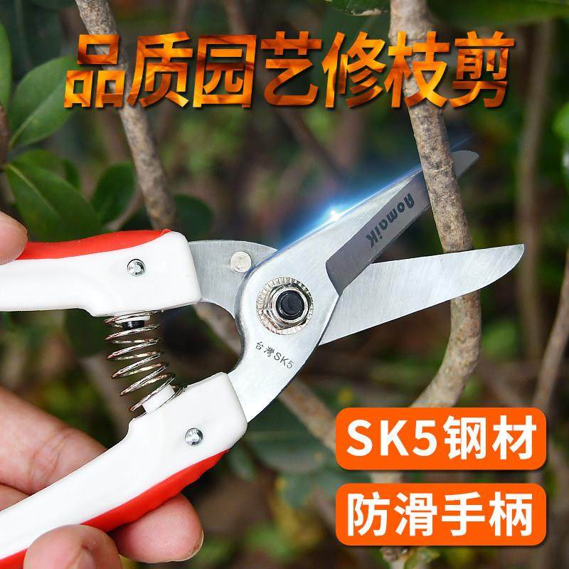 奥迈克AMK140手剪SK5钢修枝剪园艺盆景工具直口省力修剪树枝剪刀