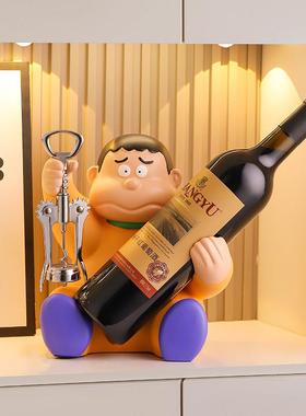 胖虎红酒架酒柜摆件现代轻奢高档客厅玄关电视餐柜家居装饰品