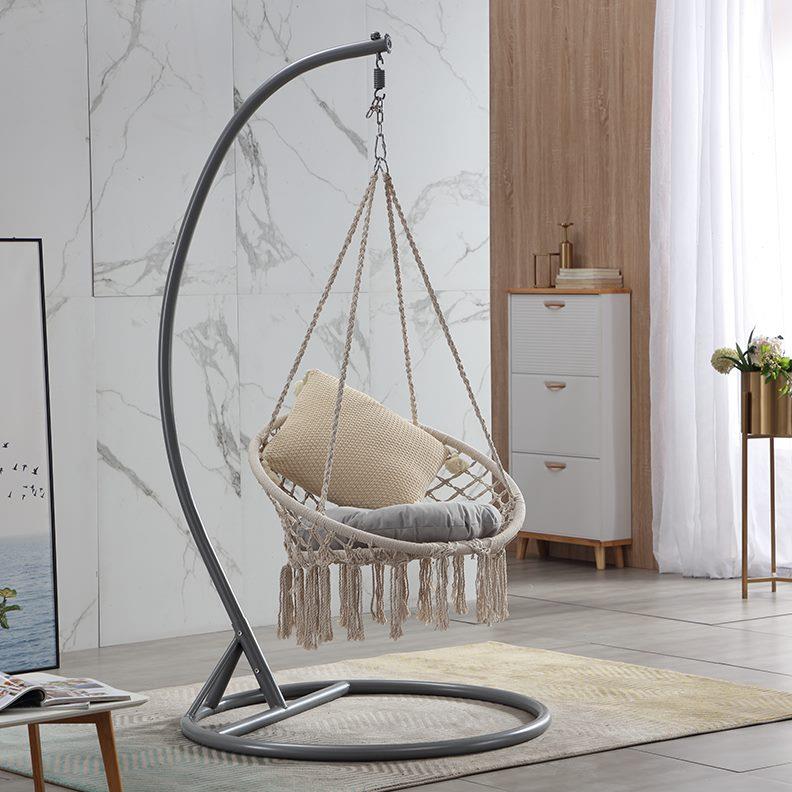 家用网红棉绳流苏室内少女北欧风公主ins吊椅秋千吊篮摇篮椅民宿