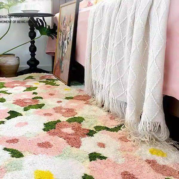 苔藓地毯客厅卧室ins欧式森林地毯簇绒异型绿色地毯床边毯地毯垫