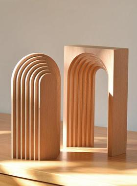 象有形/原木现代抽象拱形家居客厅售楼样板间桌面艺术装饰摆件