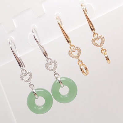 欣履S925纯银耳钩耳环甜甜圈配件