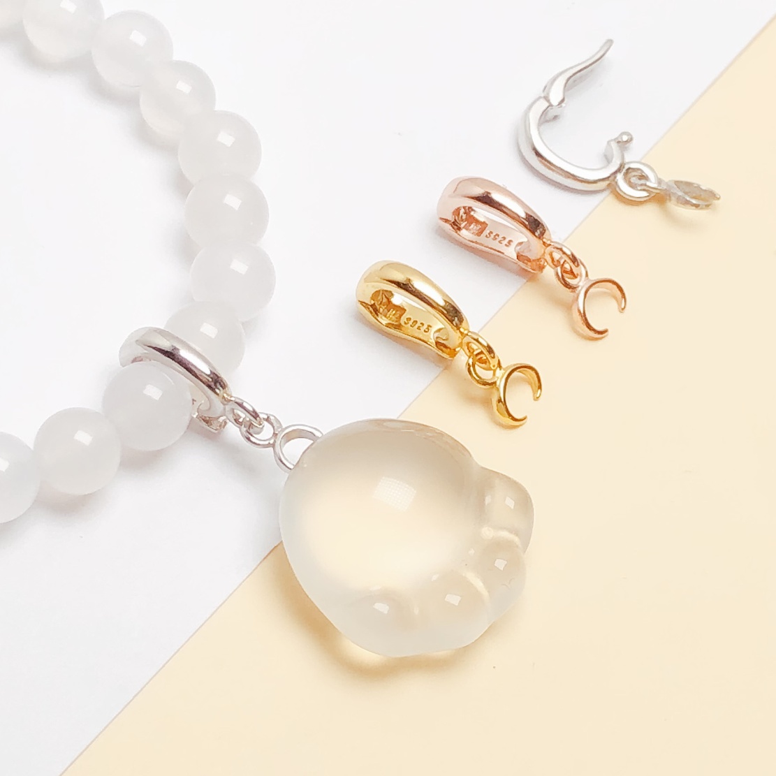 欣履S925纯银左右孔小号可打开