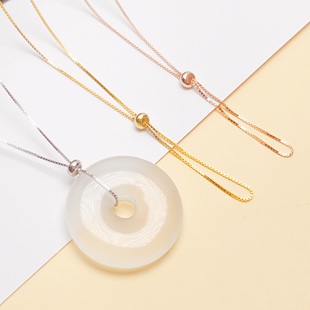 银项链女S925纯银针式万能链穿路路通平安扣珠链子裸链锁骨素链