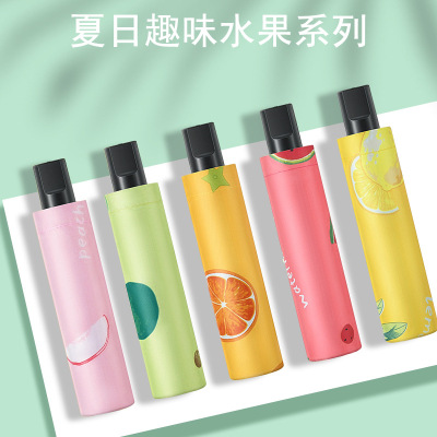 夏日小清新水果伞创意三折