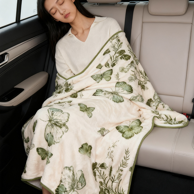 大英博物馆博物志蝴蝶毛绒沙发盖毯保暖空调毯闺蜜生日礼物女生