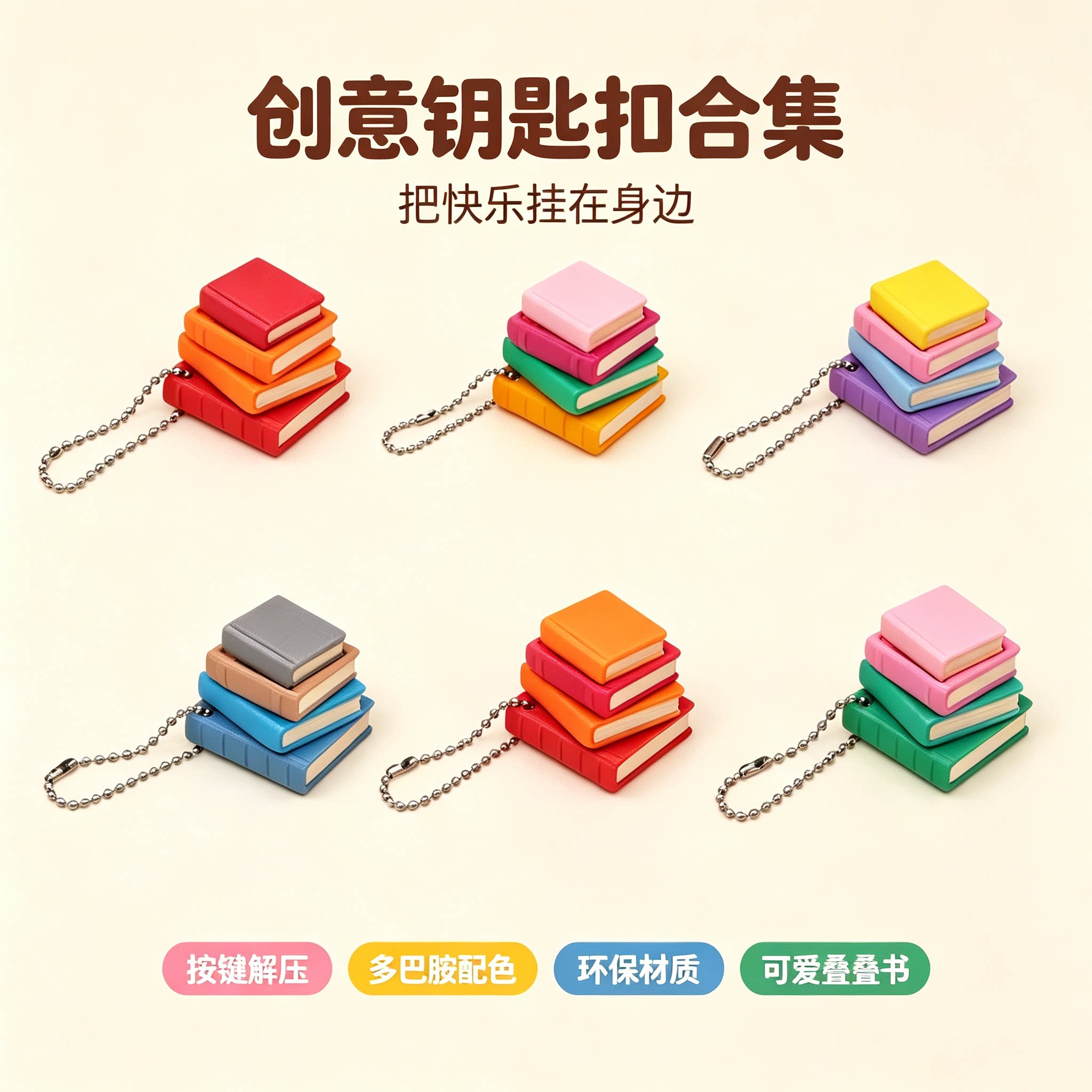 3D打印书本指尖减压玩具钥匙扣