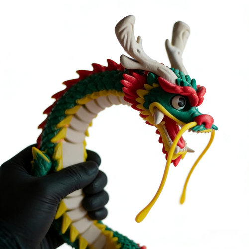 3D打印五彩帝王龙手办摆件玩具