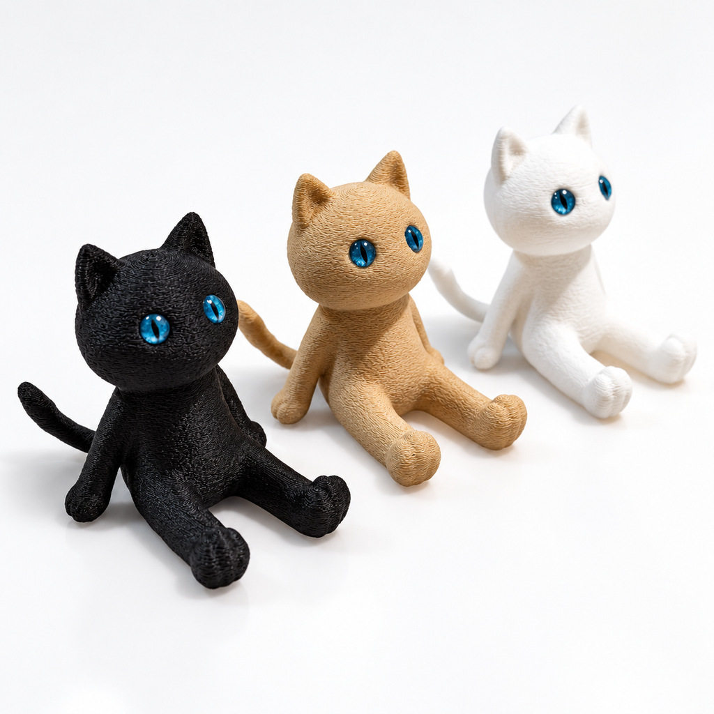 多色坐姿小猫手机支架3D打印蓝眼萌猫桌面摆件创意治愈小玩具礼物
