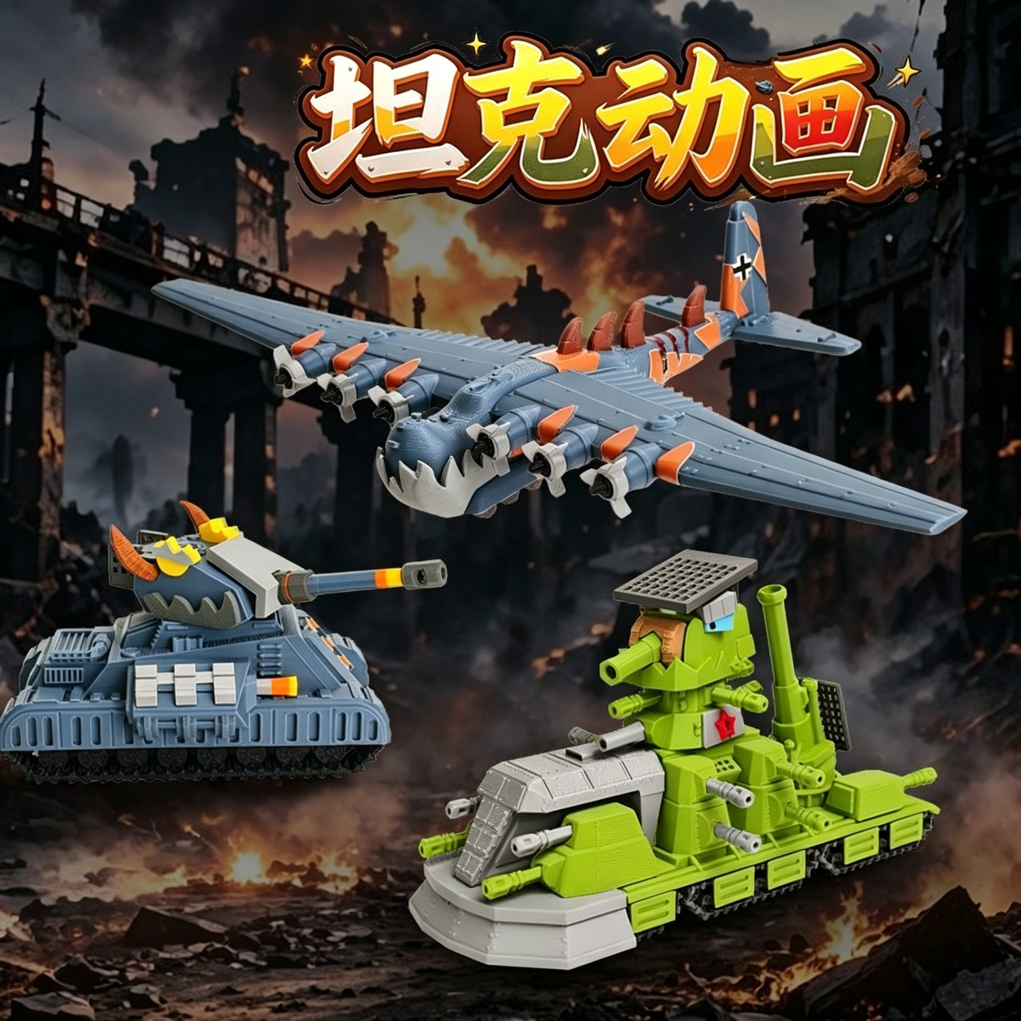 3D打印Me323巨型飞机模型坦克世界周边可动玩具模型创意礼物摆件