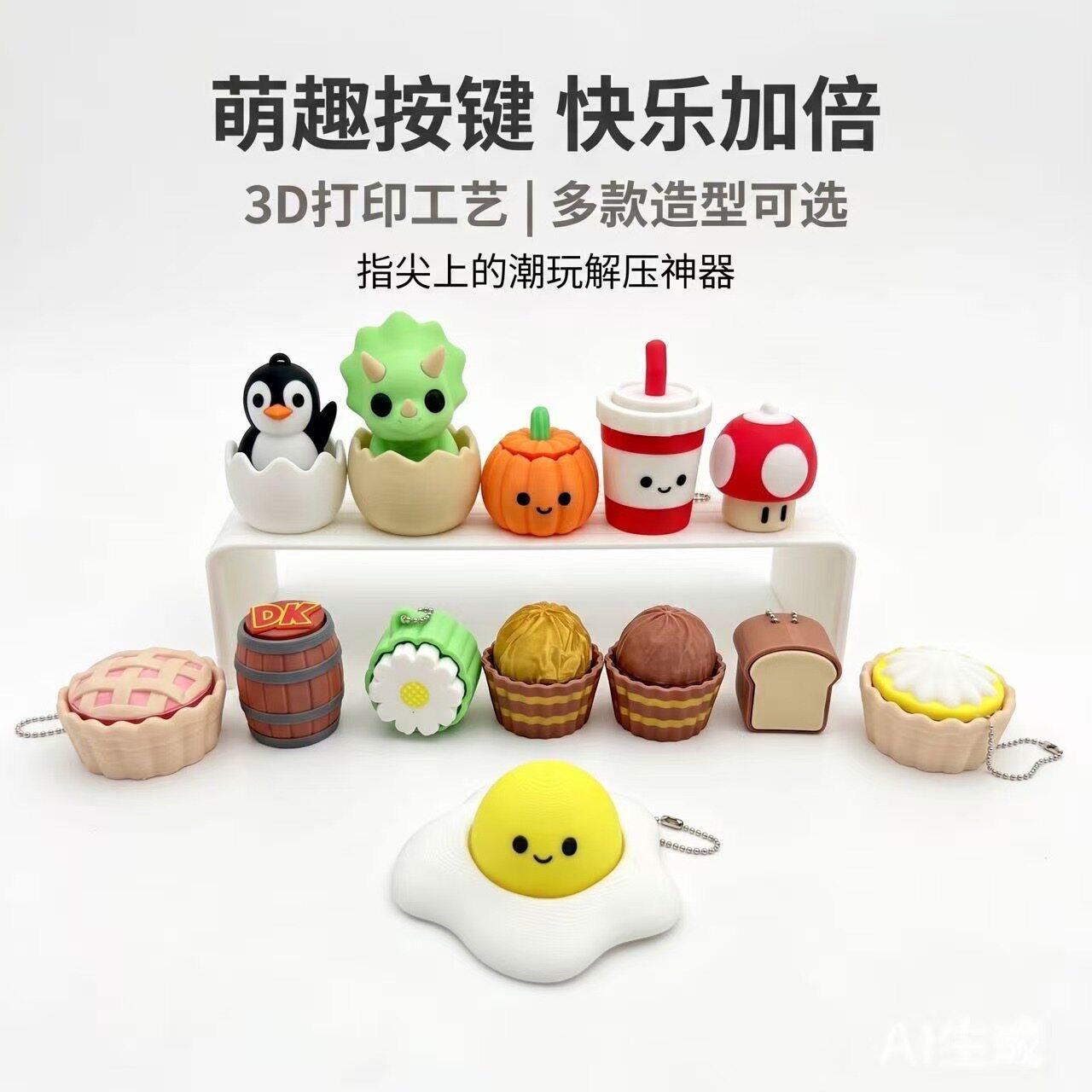 3D打印巧克力造型钥匙扣解压玩具