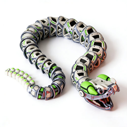 3D打印机械响尾蛇 机甲夜光可动关节蛇 大号玩具摆件创意解压礼物