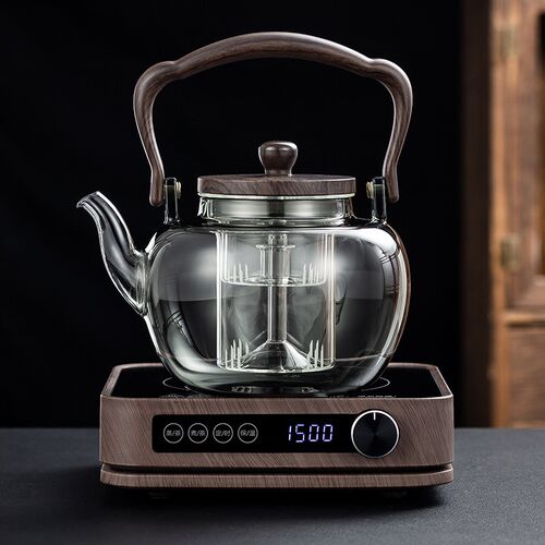 2024新款1500瓦电陶炉煮茶炉器烧水大容量耐热全玻璃蒸煮茶壶套装