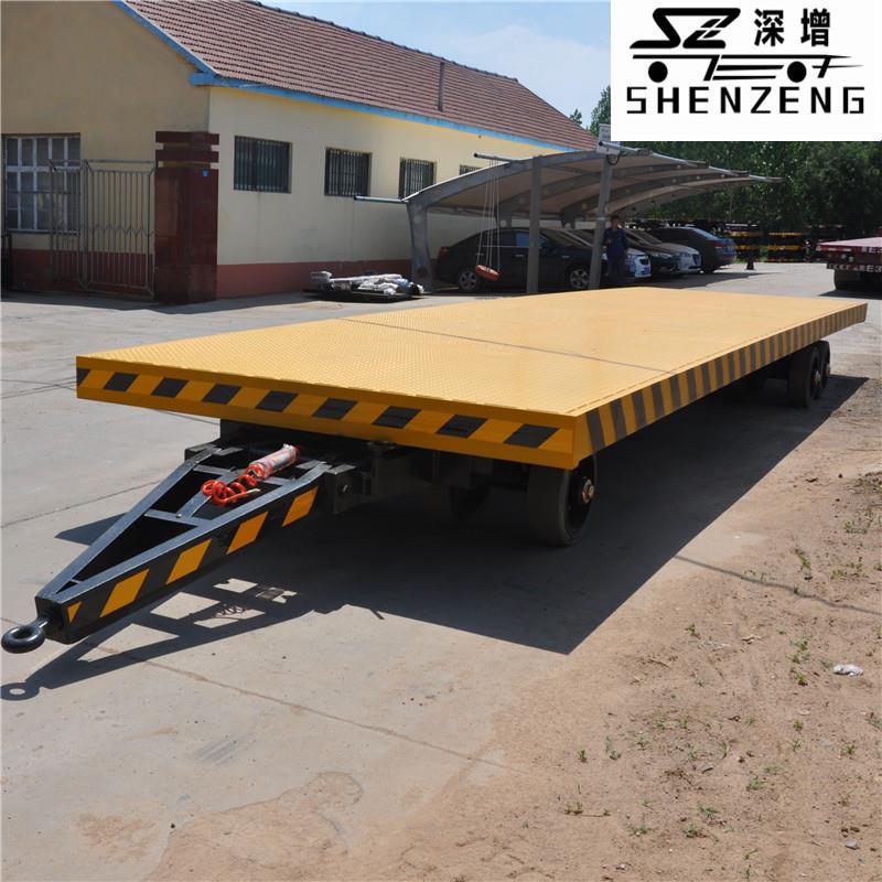 0吨牵引式平板运输全挂拖车移动拖车全挂叉车牵引板车