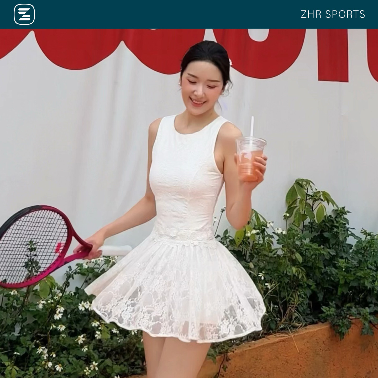 ZHRSPORTS设计师款蕾丝网球裙女送底裤26春夏新款绝美运动连衣裙