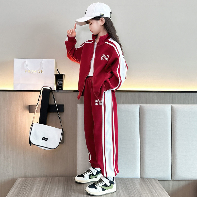 KEEN DA科恩达女童运动服2026春秋新款儿童外套两件休闲服装校服