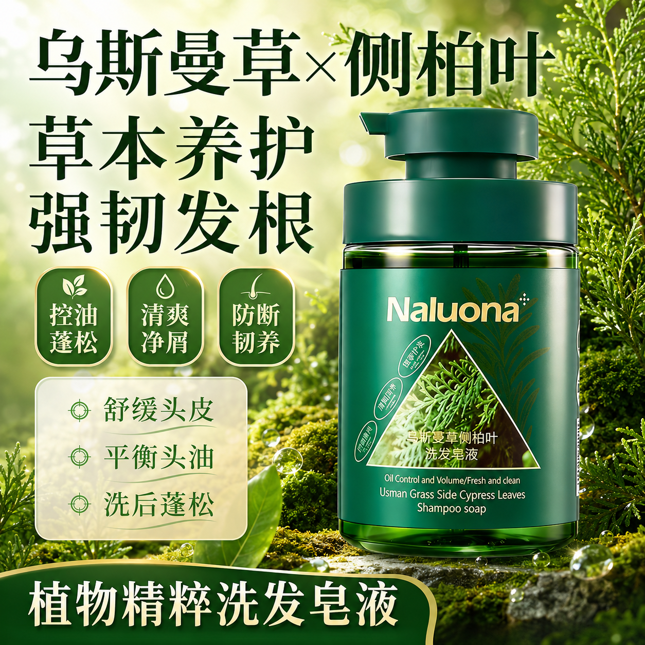 新疆乌斯曼草侧柏叶洗发皂草本精华去屑防断发洗发水洗发乳膏正品