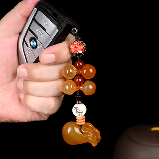 汽车钥匙挂件女精致高档小车锁匙扣链包包玉石吊坠挂绳饰品创意男