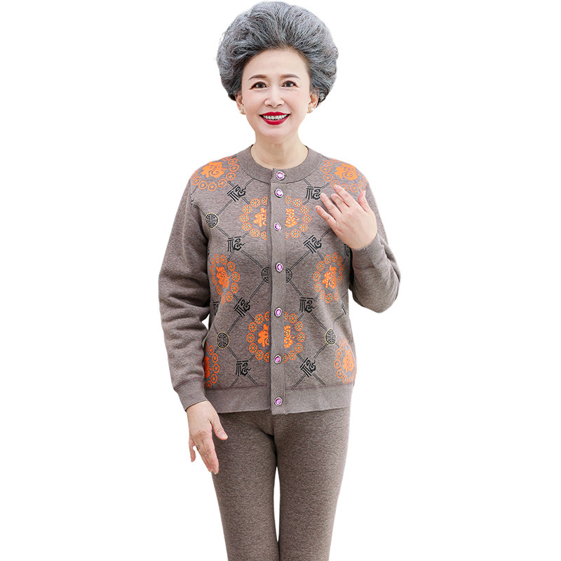 中老年保暖衣内衣女加绒加厚套装老太太妈妈老人秋衣卫生裤开衫对