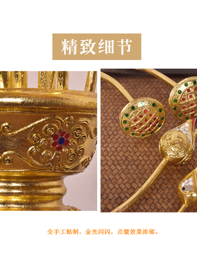 泰式金色莲花摆件门厅玄关新中式博古架电视柜家居办公室荷花摆设