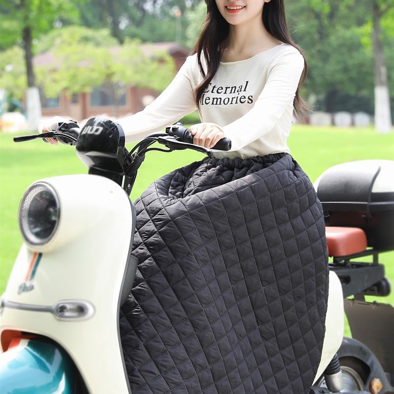 秋冬电动车挡风被摩托骑车保暖护膝防水加厚加绒半身裙防风裙男女