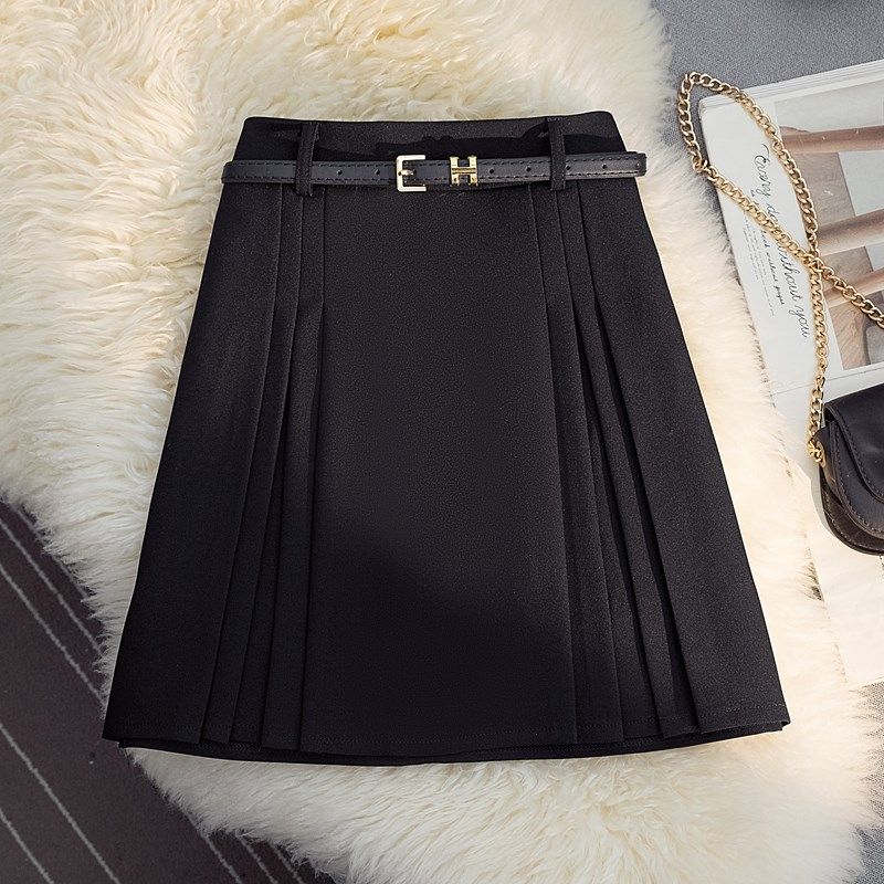 小个子西装百褶半身裙女2024夏季防走光高腰A字裙显瘦打底短裙子