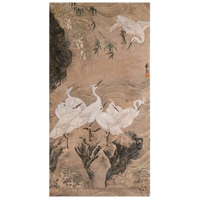 林良白鹭图 传统花鸟画临摹范本中式装饰画艺术微喷绢布画心底稿