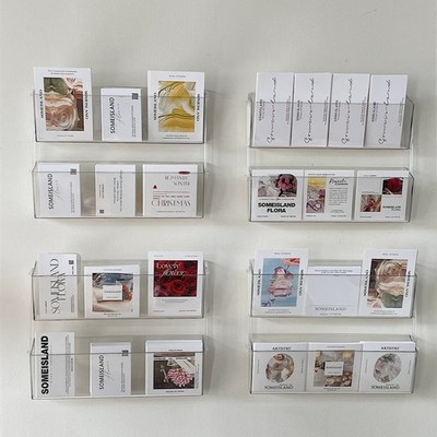 挂架亚克力卡片收纳架透明挂墙置物架花艺花店明信片贺卡展示架