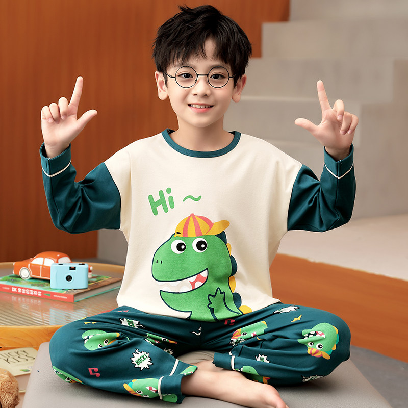 男童睡衣春秋季纯棉薄款长袖儿童睡衣小男孩中大童恐龙家居服套装,童装/婴儿装/亲子装,家居服套装,淘宝优惠券,粉丝福利购,淘宝优惠卷