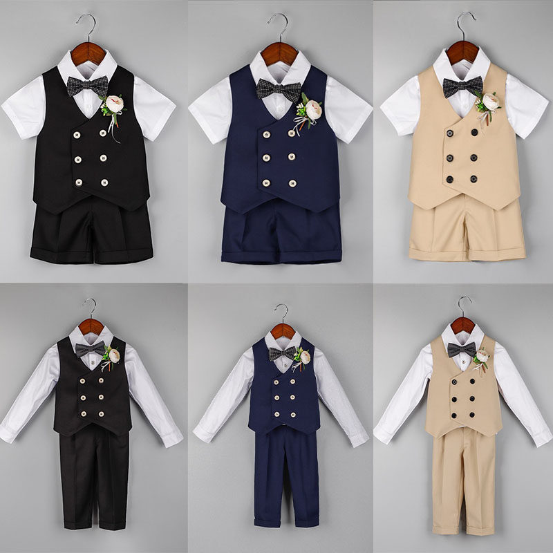 男童礼服秋冬宝宝周岁生日小西装套装儿童英伦西服花童男孩演出服