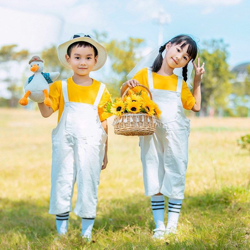 儿童演出服空白白色背带裤中小学班服合唱演出服毕业照摄影服装,童装/婴儿装/亲子装,校服/园服,淘宝优惠券,粉丝福利购,淘宝优惠卷