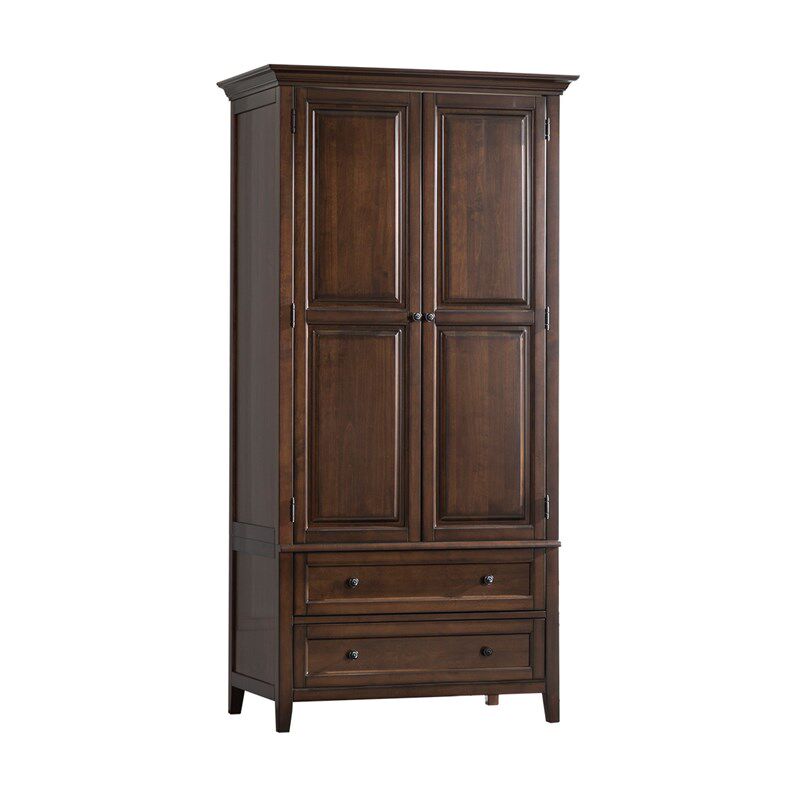 和年美家美式卧室实木组装衣柜挂衣柜平开门两门三门四门实木衣柜