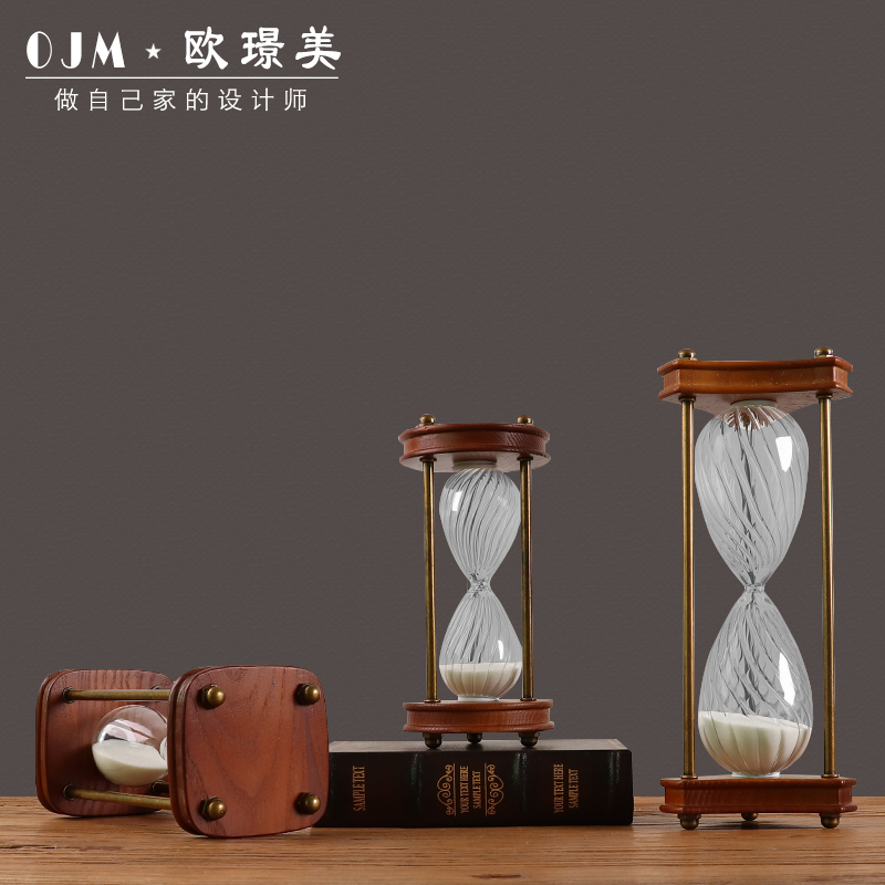 实木沙漏计时器60分钟30分钟生日情人节送教师礼物书架样板间摆件