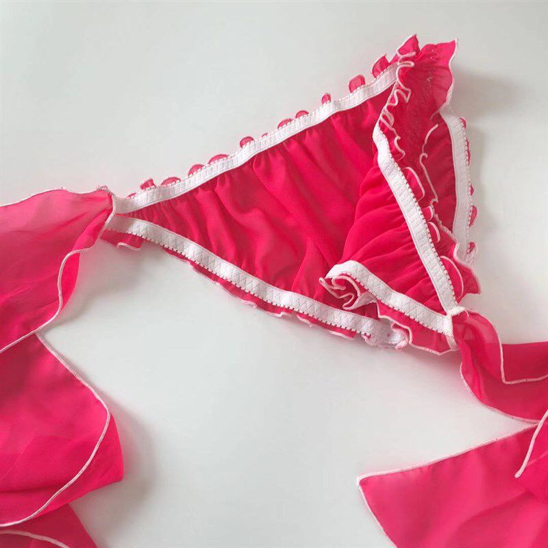K020 雪纺纱可爱女士三角半包臀内裤男款男女士内裤系带