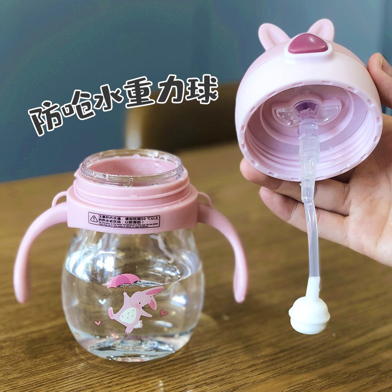 三樱宝宝吸管水杯塑料有手柄男女儿童学饮杯防摔幼儿园学生杯子