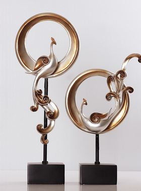 北欧复古凤凰摆件创意家居装饰工艺品客厅电视柜酒柜摆设结婚礼物