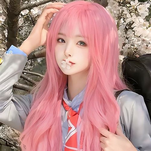 粉色假发女长发夏季空气刘海全头套甜美日常cos万用大波浪长卷发