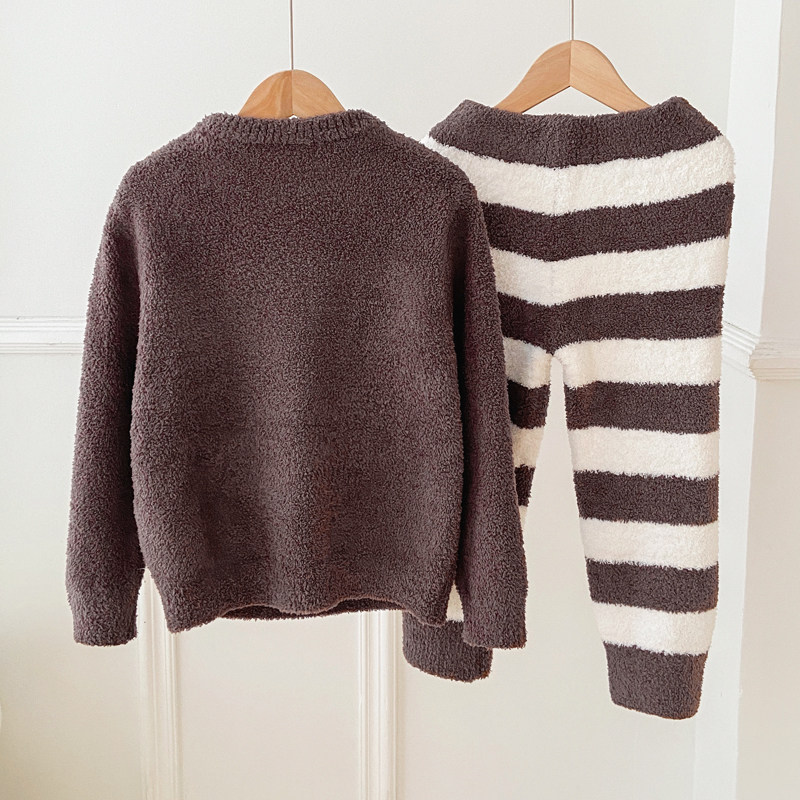 2023秋冬半边绒儿童睡衣珊瑚绒男女童宝宝软绵绵亲子家居服法兰绒