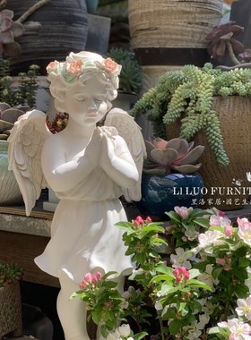 天使摆件欧式做旧花园装饰复古庭院户外园艺院子雕塑幼儿园小仙女
